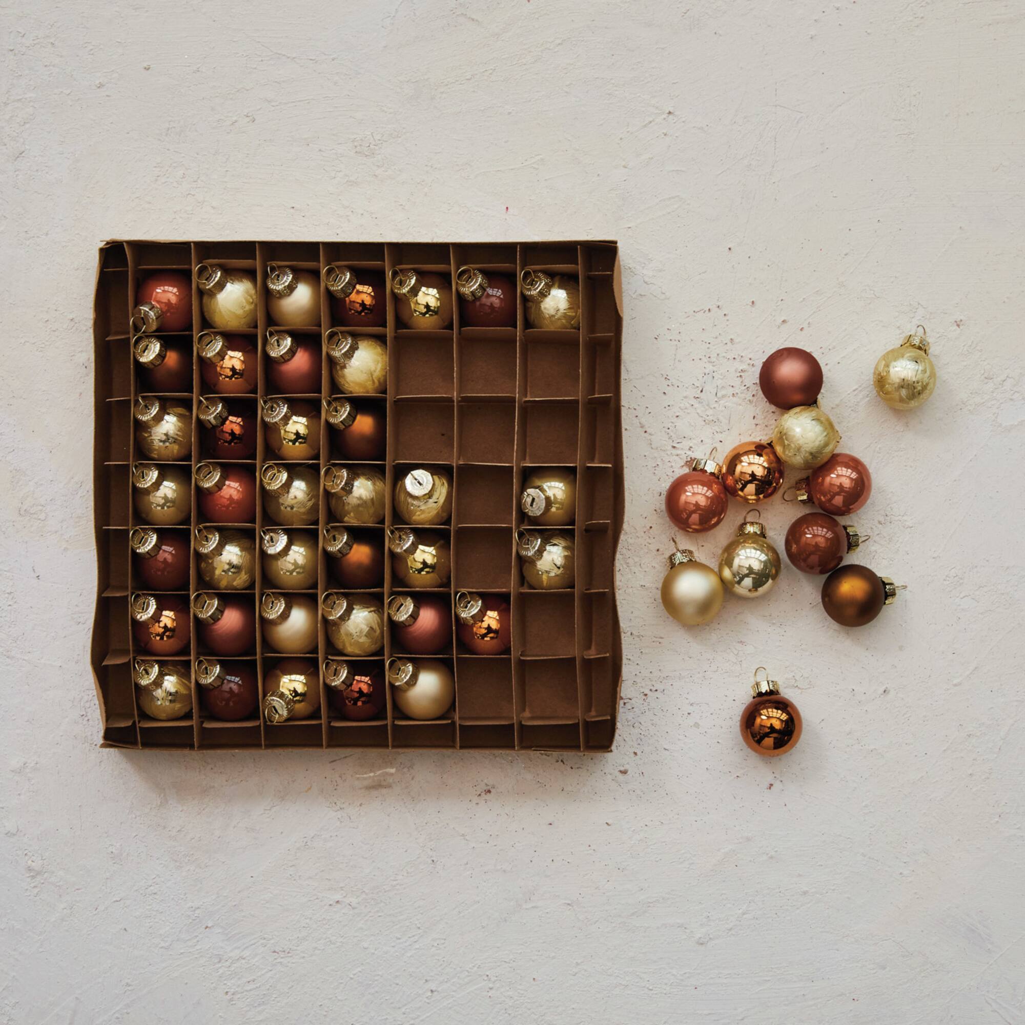 Hello Honey® 1" Brown & Gold Round Glass Ball Ornaments, 49ct.